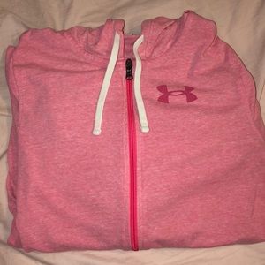 Pink Under Armor zip up hoodie